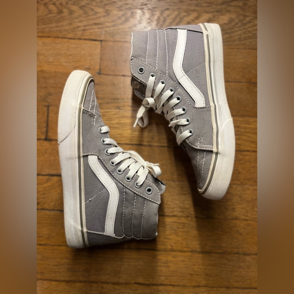 Vans Sk8-Hi High Top Sneakers in Gray & White